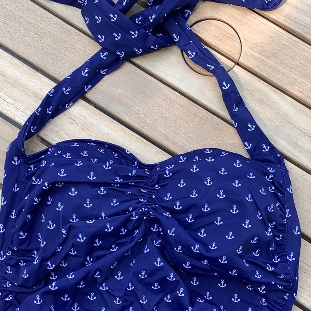 NWT CocoShip Vintage Style Swimming Dress A-line Bathing Suit Medium, blue